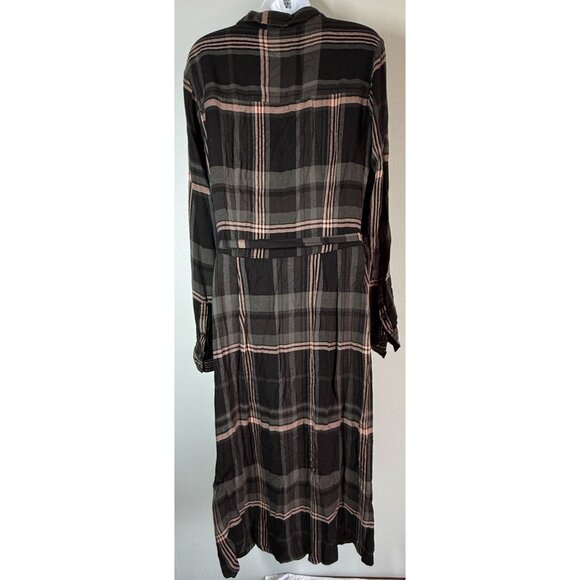 Universal Thread Plaid Flannel Button Down Dress Medium Belted Grunge Academia - Picture 3 of 13